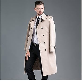 Amazon.co.jp: メンズダブルブレストロングコートメンズ